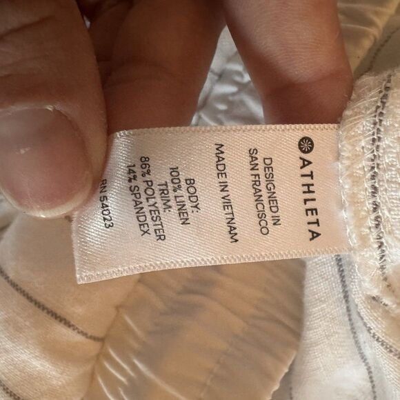 ATHLETA 100% Linen White And Gray Pants Sz 6 - Picture 10 of 11